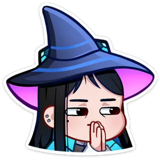 🧙 2fb4f0a6 bruja, magia, dibujos animados, sombrero, lindo, anime, chica telegram sticker