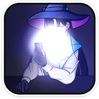 🧙 c8e51680 bruja, sombrero, brillante, teléfono, anime, personaje telegram sticker