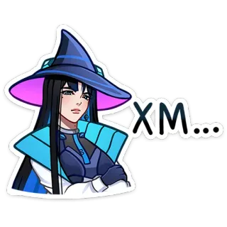 🧙 f20cf49d XM... mujer, sombrero, magia, personaje, femenino, azul telegram sticker