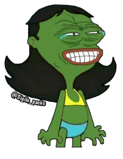 😂 43b5e7b9 @Sigilo_packs 밈, 만화, 스티커, 인터넷 문화, 초록색, 여자, 캐리커처 telegram sticker