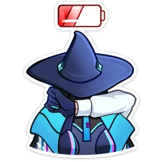 🫣 7d6b6837 wizard, magic, sorcerer, battery, energy, low battery, cartoon telegram sticker