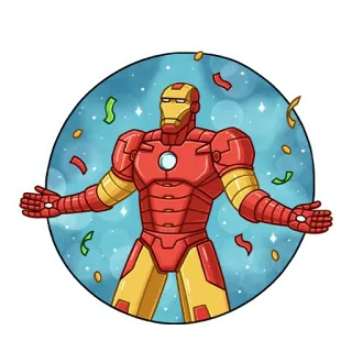 🎆 4baaf64d Iron Man Iron Man, Marvel, superhero, confetti, celebration telegram sticker