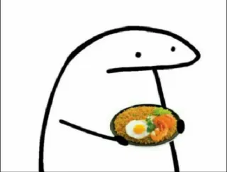 😐 50f5c619 stick figure, noodle, food, egg, meme, meal, cartoon telegram sticker