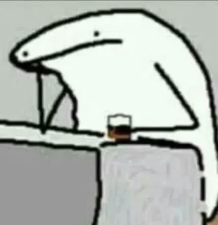 🙄 99e98132 florkofcows, drinking, cartoon, character, meme telegram sticker