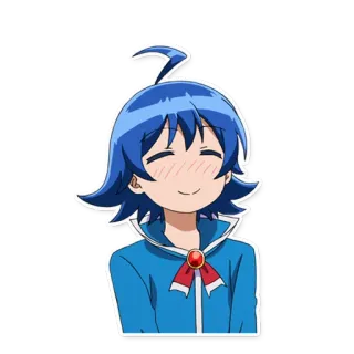 ☺️ 5479b411 Anime, Cartoon, blaue Haare, fröhlich, lächelnd telegram sticker