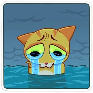 😭 73425348 Katze, traurig, weinend, Tränen, Cartoon, Tier, Emotion telegram sticker