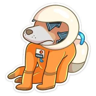 👌 009ba8b6 hond, astronaut, ruimtepak, helm, cartoon, dier, schattig telegram sticker