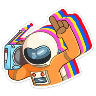 🎶 89bceb46 sticker, astronaut, middelvinger, boombox, ruimte, gebaar telegram sticker