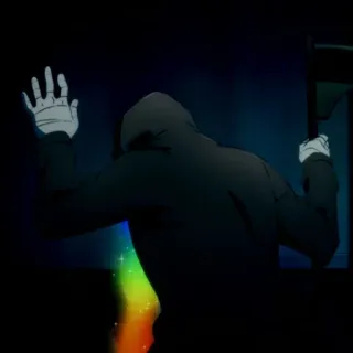 🩸 cb2fbbe5 sudadera con capucha, arcoíris, silueta, persona, manos arriba telegram sticker