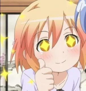 🐿 28a8fd29 anime, chica, brillante, pulgar arriba, dibujos animados telegram sticker