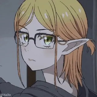 😀 26bceb75 @XaJlo 애니메이션, 엘프, 안경, 여성, 만화 telegram sticker