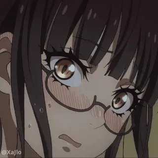 😨 459f4622 @xajlo 애니메이션, 여자, 안경, 긴장, 만화 telegram sticker