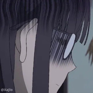 😑 4f2f9177 @Xajlo 애니메이션, 만화, 소녀, 안경, 충격, 측면 telegram sticker