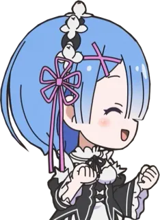 😊 1b1ba0d6 Rem Re:Zero anime, chibi, cute, character, maid, re:zero telegram sticker