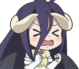 😣 56e7f6d4 Albedo Overlord anime, cartoon, demon, horns, albedo, overlord, chibi telegram sticker