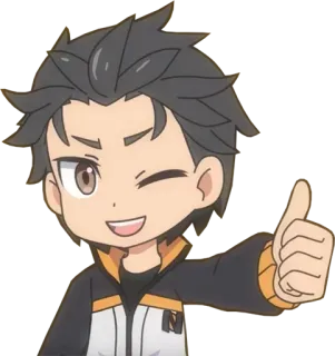 👍 799bad7a Subaru anime, sticker, thumbs up, character, cartoon telegram sticker
