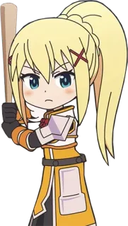 🏏 a39fb35b Darkness Konosuba anime, baseball, chibi, Darkness, Konosuba telegram sticker