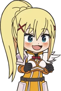😍 e6ceb857 Darkness Konosuba anime, chibi, Darkness, Konosuba, blonde, knight, cute telegram sticker