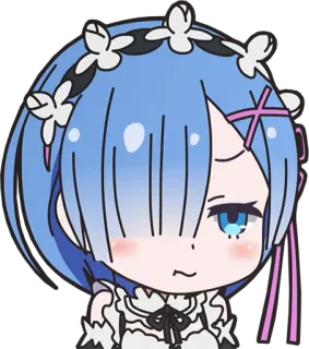 😒 93db13ca Rem Re:Zero Anime, Manga, Re:Zero, Rem, Chibi telegram sticker