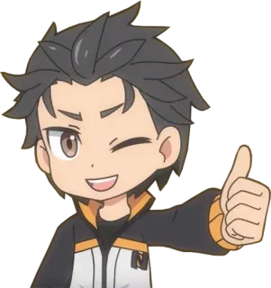 👍 b0c2cb52 Subaru Re:Zero Anime, Manga, Chibi, Pollice in su, Personaggio telegram sticker