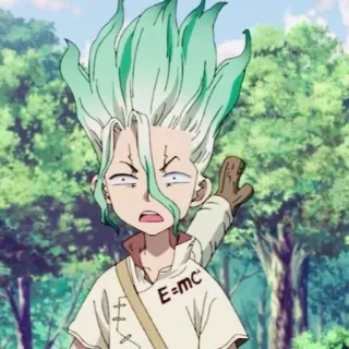 🥬 8e9ab5c4 Senku Ishigami Dr. Stone E=mc อนิเมะ, Dr. Stone, เซ็นคู อิชิงามิ, วิทยาศาสตร์, การ์ตูน whatsapp sticker