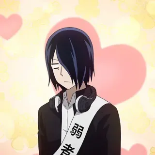 😔 486dc2eb Yu Ishigami Kaguya-sama: Love Is War 弱者 Anime, Manga, Personaje, Auriculares, Débil whatsapp sticker