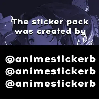 ‼ c5665cca The sticker pack
was created by
@animestickerb
@animestickerb
@animestickerb sticker, texto, usuario, anime whatsapp sticker