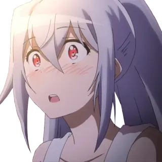 😳 17b3fd5d Isla Plastic Memories 动漫, 女孩, 红眼睛, 白发, 脸红 telegram sticker