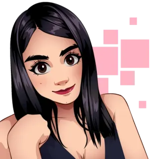 😊 01d96cac woman, portrait, girl, brunette, cute, cartoon telegram sticker