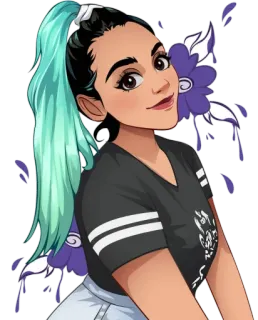 🙂 20b31363 cartoon, character, woman, girl, blue hair, portrait telegram sticker