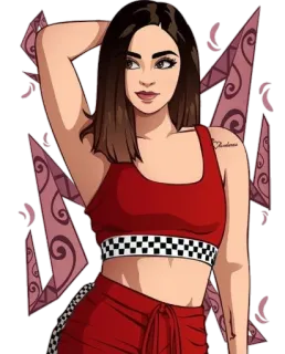 💃 53f58022 cartoon, girl, woman, portrait, red, character telegram sticker