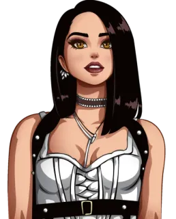 😀 62b799e0 woman, cartoon, illustration, portrait, brunette telegram sticker
