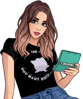 🎮 7ef2cc6e I get cuter than you cartoon, girl, cute, kawaii, Nintendo, video game telegram sticker