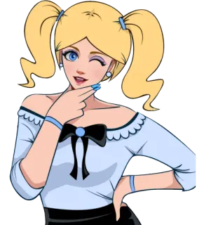 🤔 9fd601d0 cartoon, anime, girl, pigtails, blond, wink, cute telegram sticker
