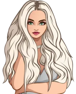 🤨 c982d5ad woman, girl, female, blonde hair, cartoon, sticker telegram sticker