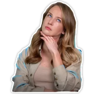 🙎 b26ad99f mulher, pensando, ponderando, atenciosa, pessoa, rosto whatsapp sticker