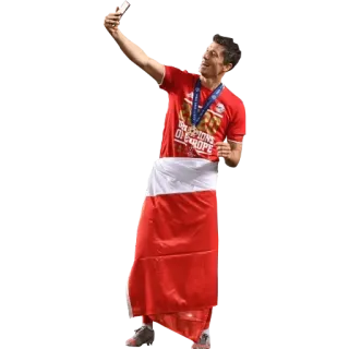 🙂 2be9e2ed Fußballspieler, Selfie, Fußball, Sportler, Feier, Polnische Flagge telegram sticker