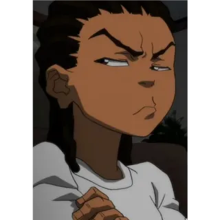 🙂 fe6e3feb Huey Freeman The Boondocks animato, cartone animato, Huey Freeman, The Boondocks, serio, arrabbiato telegram sticker