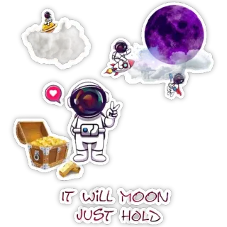 🙂 5da17e23 IT WILL MOON JUST HOLD astronot, bulan, luar angkasa, harta karun, pegang, roket telegram sticker