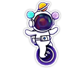 🙂 a38b563f astronot, luar angkasa, planet, sepeda roda satu, imut, kartun telegram sticker