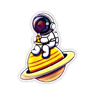 🙂 a56ceb8d astronot, planet, pizza, luar angkasa, kartun, stiker telegram sticker
