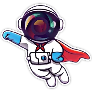 🙂 fa49162e astronot, kamera, superhero, luar angkasa, kartun, stiker, maskot, penerbangan telegram sticker