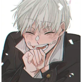 💭 bdefa0b4 Anime, Manga, Wit haar, Leuk, Lachend telegram sticker