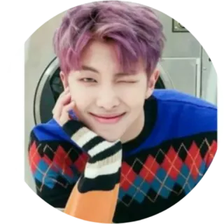 😉 19d2e66d RM k-pop, 音乐, 偶像, bts, 歌手, 紫发, 肖像 telegram sticker