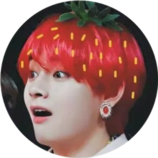 😧 56437d81 V 草莓, 韩流, 歌手, 人物, 搞笑, 可爱, V, BTS telegram sticker