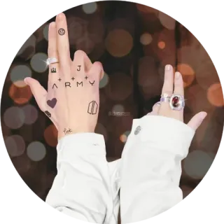 💜 71a965ad ARMY BTS, 韩流, 音乐, 手, 纹身 telegram sticker
