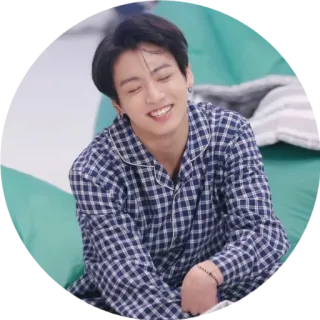 😴 c474532c 人物, 微笑, 韩国, 睡衣, 室内, 格子 telegram sticker