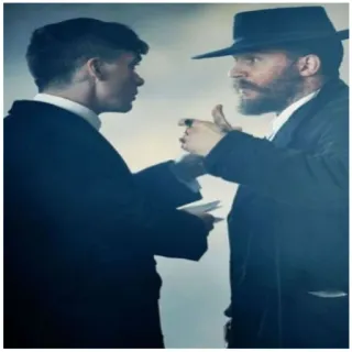 🙂 b809ee10 Peaky Blinders peaky blinders, tom hardy, cillian murphy, tv serie, mannen, pakken, personages whatsapp sticker