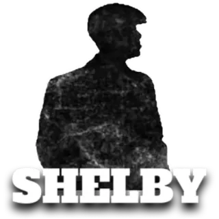 🙂 e3a69470 SHELBY Silhouette, Zwart-wit, Man, Shelby whatsapp sticker