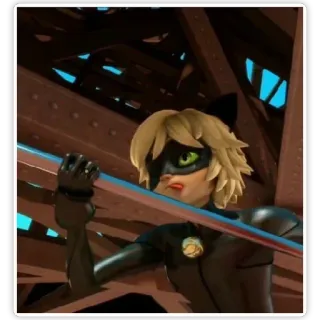 😜 634b230c Cat Noir Miraculous: Tales of Ladybug & Cat Noir superheld, kat, animatie, cartoon, Frankrijk telegram sticker